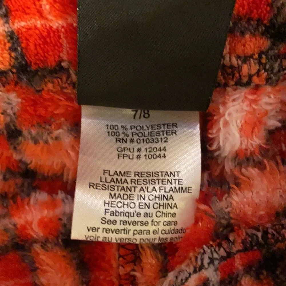 Red & black warm & coat longsleeve top flannel plant snowflake pants pajamas 7/8